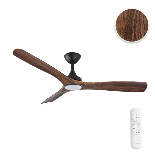 Ceiling fan Spitfire DC D52 Black Base Walnut Blades 18w LED Light